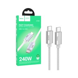 Cabo Hoco U134 Primero Tipo-C para Tipo-C 240W 5,0A 1,8m Cinza